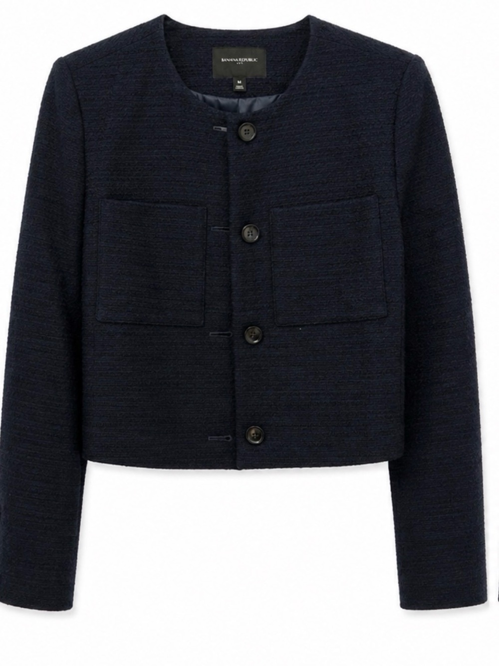 Banana Republic Navy Tweed Cropped Jacket – Structured – Size M NWT ($160)